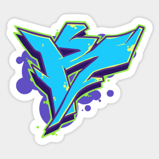 Letter K - Graffiti Street Art Style Blue Sticker